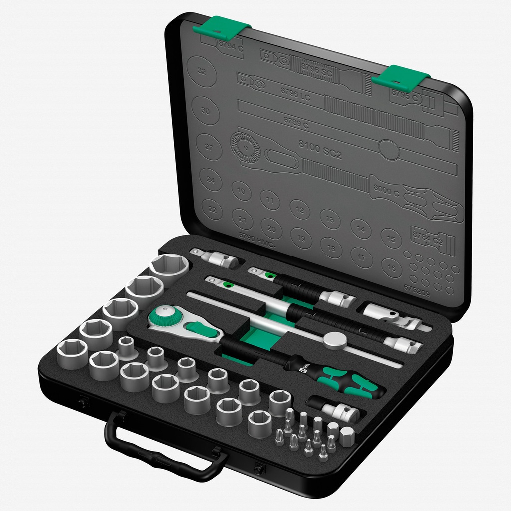05003645001 8100 SC 2 ZYKLOP SPEED RATCHET SET, 1/2&quot; DRIVE, METRIC